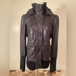 Mackage Hooded Leather Jacket Size M in good condition